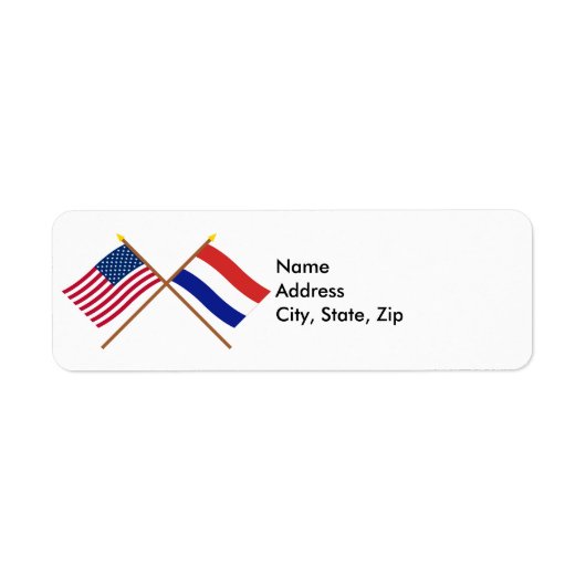 米国とオランダが旗を越えた ラベル (正面)