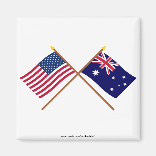 米国とオーストラリアが国旗を越えた マグネット (正面)