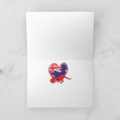 米国とオーストラリアの国旗ハート サンキューカード (内部)