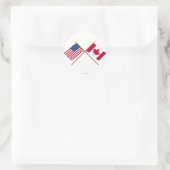 米国とカナダが国旗を越えた ラウンドシール (バッグ)