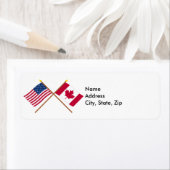 米国とカナダが国旗を越えた ラベル (インサイチュ)