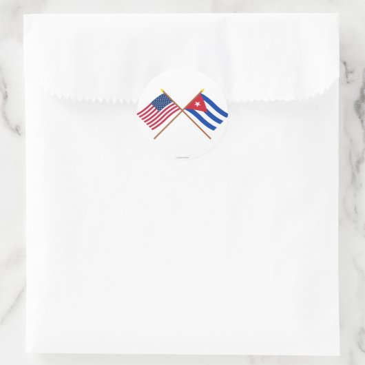 米国とキューバが国旗を越えた ラウンドシール (バッグ)