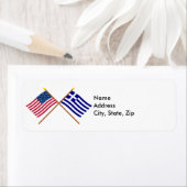 米国とギリシャが国旗を越えた ラベル (インサイチュ)