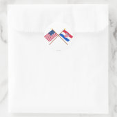 米国とクロアチアが国旗を交差 ラウンドシール (バッグ)