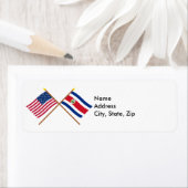 米国とコスタリカが国旗を越えた ラベル (インサイチュ)