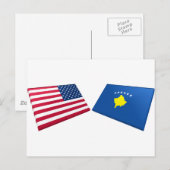 米国とコソボの国旗 ポストカード (正面/裏面)