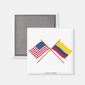 米国とコロンビアが国旗を交差 マグネット (正面/裏面)