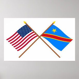 米国とコンゴ民主共和国が国旗を交差 ポスター