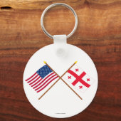 米国とジョージア共和国が国旗を越えた キーホルダー (正面)