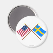 米国とスウェーデンが国旗を越した マグネット (正面/裏面)