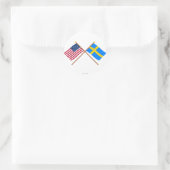 米国とスウェーデンが国旗を越した ラウンドシール (バッグ)