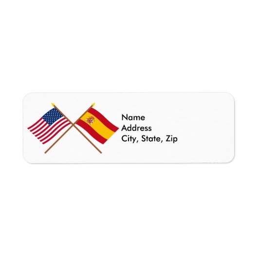 米国とスペインが国旗を越えた ラベル (正面)