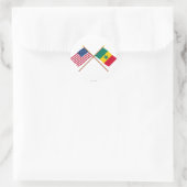 米国とセネガルが交差した旗 ラウンドシール (バッグ)