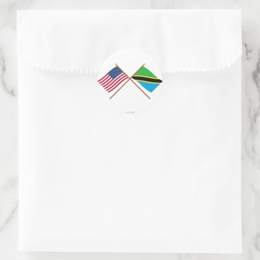 米国とタンザニアが国旗を越えた ラウンドシール (バッグ)