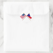 米国とチェコの国旗 ラウンドシール (バッグ)