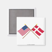 米国とデンマークが国旗を越えた マグネット (正面/裏面)