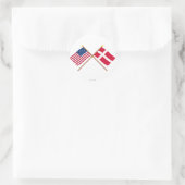 米国とデンマークが国旗を越えた ラウンドシール (バッグ)