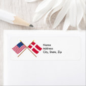 米国とデンマークが国旗を越えた ラベル (インサイチュ)