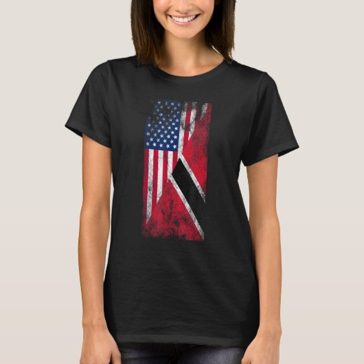 米国とトリニダード・トバゴの国旗 – US of America, Tri Tシャツ (正面)