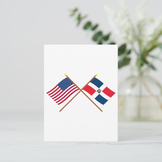 米国とドミニカ共和国が国境を越えた ポストカード (スタンド正面)