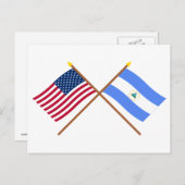 米国とニカラグアが国旗を交差 ポストカード (正面/裏面)