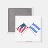 米国とニカラグアが国旗を交差 マグネット (正面/裏面)