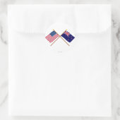 米国とニュージーランドが交差した旗 ラウンドシール (バッグ)