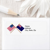 米国とニュージーランドが交差した旗 ラベル (インサイチュ)