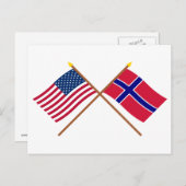 米国とノルウェーが国旗を交差 ポストカード (正面/裏面)