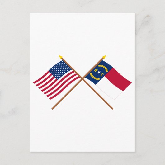 米国とノースカロライナ州横断旗 ポストカード (正面)