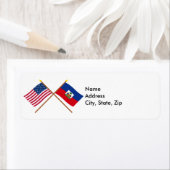 米国とハイチの国旗 ラベル (インサイチュ)