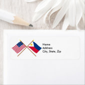 米国とフィリピンが国旗を越えた ラベル (インサイチュ)