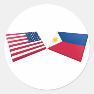 米国とフィリピン国旗 ラウンドシール