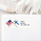 米国とフィンランドが国旗を交差 ラベル (インサイチュ)