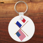 米国とフランスが国旗を交差 キーホルダー (正面)