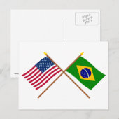 米国とブラジルが国旗を交差 ポストカード (正面/裏面)