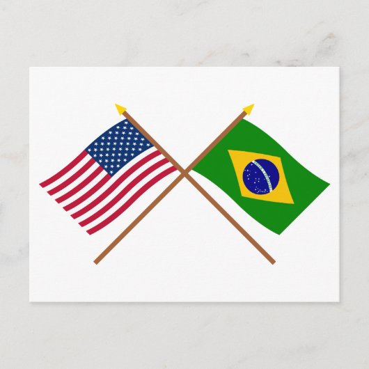 米国とブラジルが国旗を交差 ポストカード (正面)