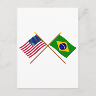 米国とブラジルが国旗を越えた ポストカード