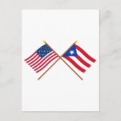 米国とプエルトリコが国旗を越えた ポストカード (正面)