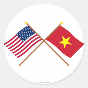 米国とベトナムが国旗を越えた ラウンドシール