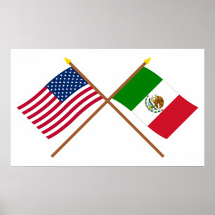 米国とメキシコが国旗を越えた ポスター