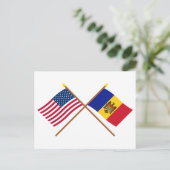 米国とモルドバの交差旗 ポストカード (スタンド正面)