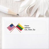 米国とリトアニアが国旗を越えた ラベル (インサイチュ)