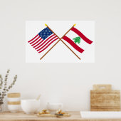 米国とレバノンが国旗を越えた ポスター (キッチン)
