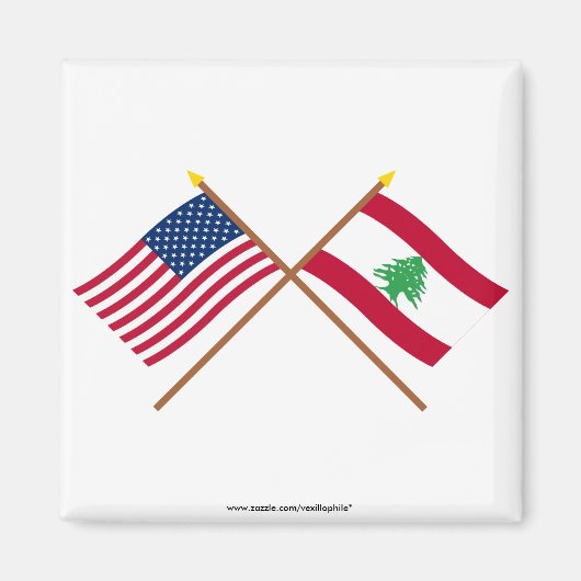 米国とレバノンが国旗を越えた マグネット (正面)
