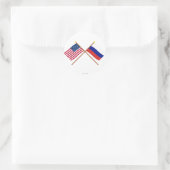 米国とロシアは国旗を越えた ラウンドシール (バッグ)