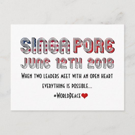 米国と北朝鮮がシンガポールで開催する会議 ポストカード (正面)