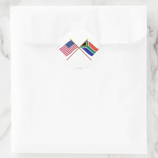 米国と南アフリカが国旗を越えた ラウンドシール (バッグ)
