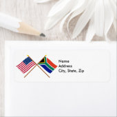 米国と南アフリカが国旗を越えた ラベル (インサイチュ)