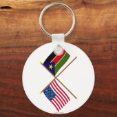 米国と南スーダンが国旗を渡った キーホルダー (正面)